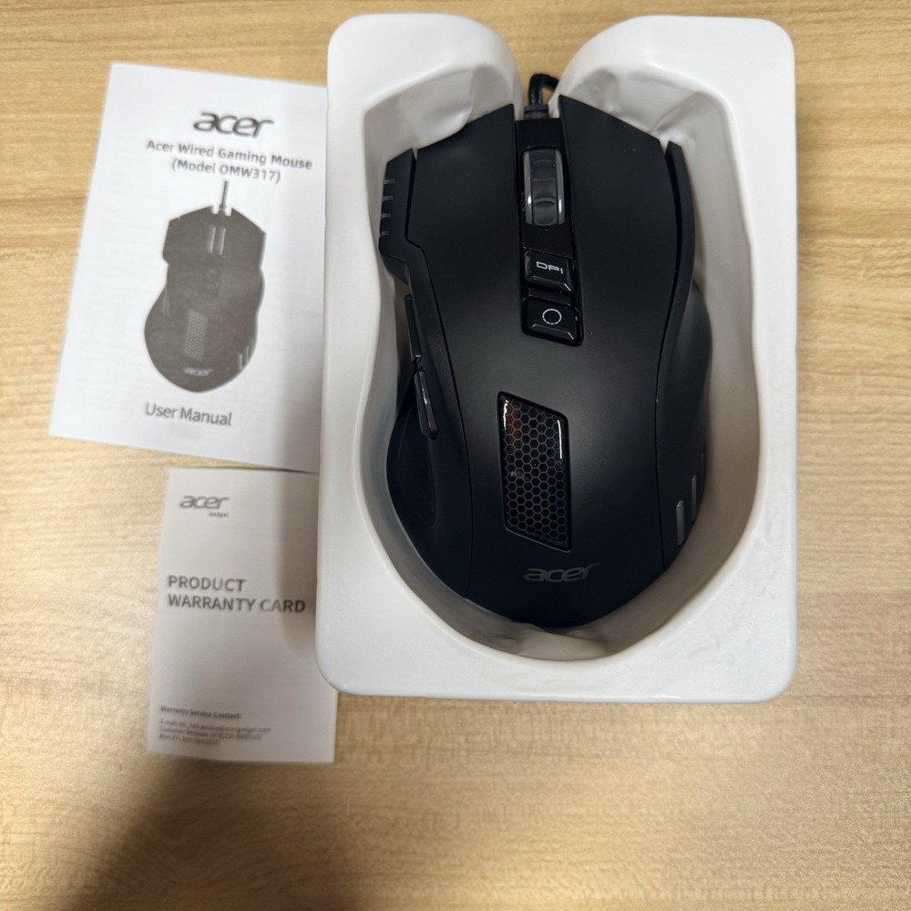 Acer Wired Gaming Mouse 12,800 DPI RGB Ergonomic Computer Mouse Black OMW317 - Picture 2 of 4